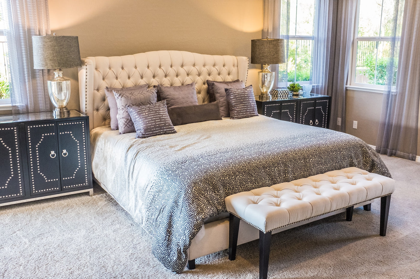 Soft and comfortable queen bed with organic bamboo sheets